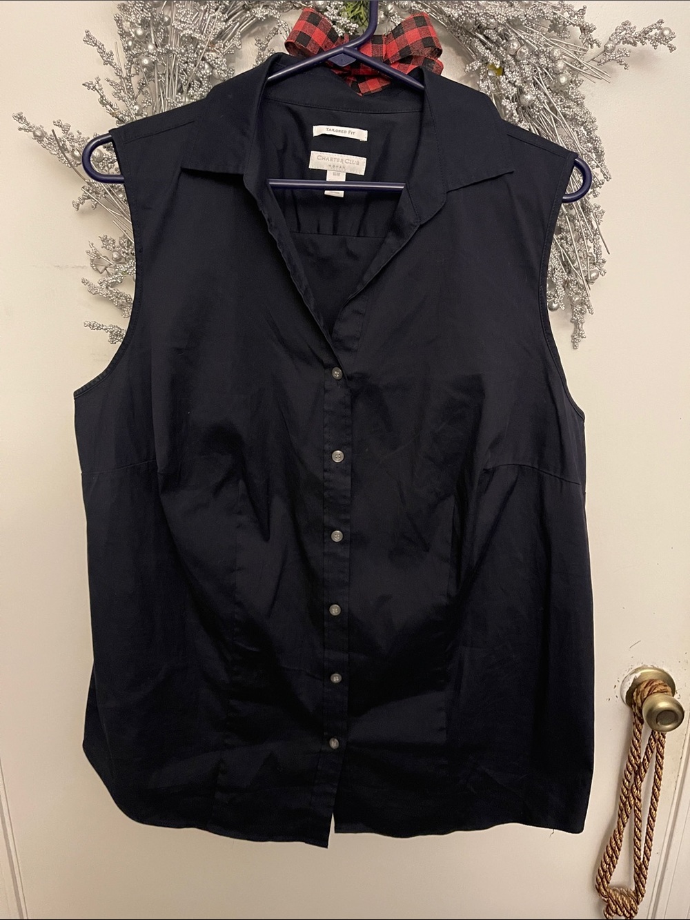 Charter Club Sleeveless Button-Down Shirt in Black